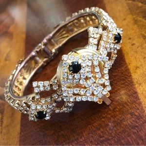 Repurposed handmade bling watch clamp bracelet recycled salvaged reuse